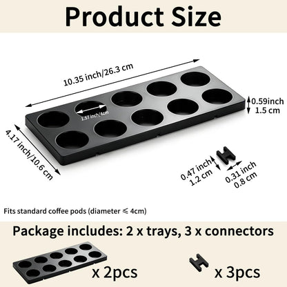 Berglander Coffee Pod Holder Drawer 20 K Cup, Coffee Capsule Organizer for Drawer, Plastic Coffee Pod Storage Organizer for Kitchen Drawer Holders for Nespresso for Kitchen