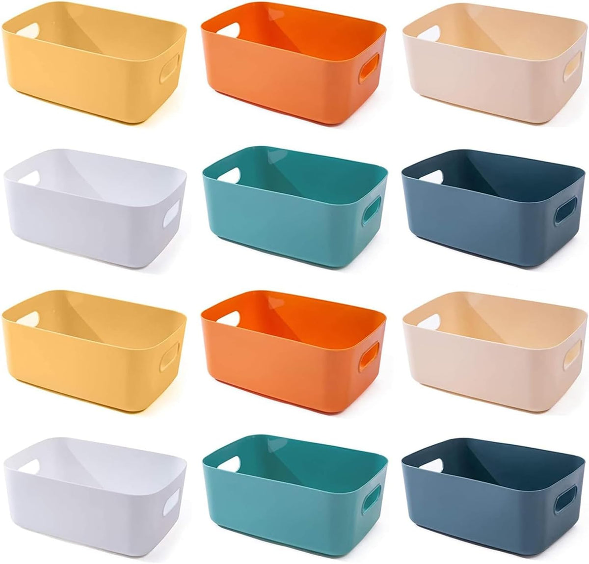 OWill 7-Pack Plastic Storage B-ins 4.2L, Small Organizer Bins for Classroom Kitchen Pantry Bathroom, Clear Storage Baskets for Shelves, Durable Containers for Bath Toy Storage & Home Organization