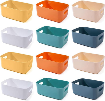 OWill 7-Pack Plastic Storage B-ins 4.2L, Small Organizer Bins for Classroom Kitchen Pantry Bathroom, Clear Storage Baskets for Shelves, Durable Containers for Bath Toy Storage & Home Organization