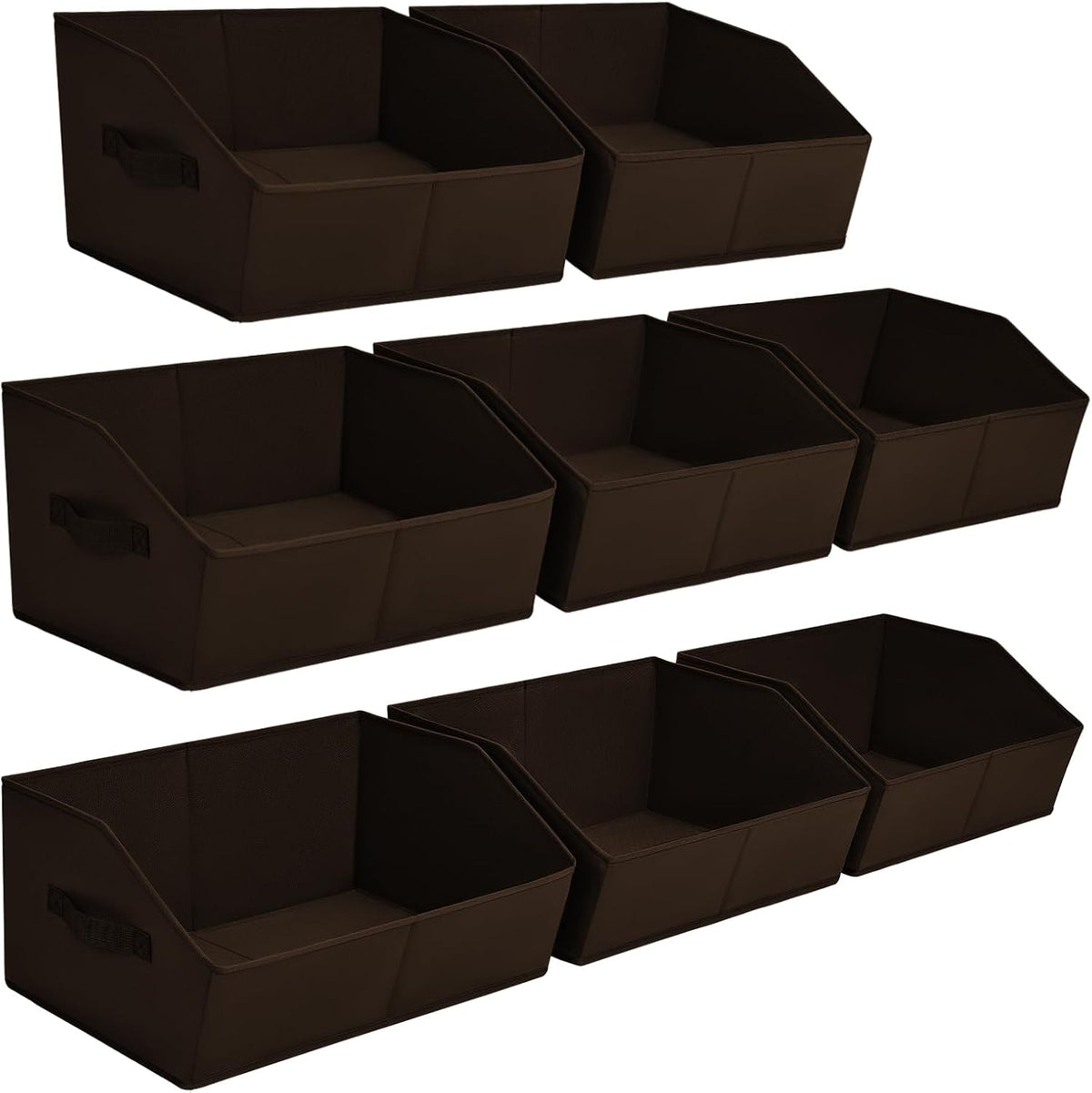 Homsorout Closet Organizers Bins 6 Packs - Large Closet Shelf Organizer with Handles, Fabric Trapezoid Storage Bins, Collapsible Storage Cubes for Clothes, Towels, Light Gray