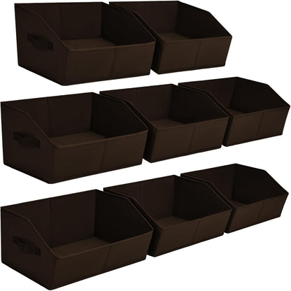 Homsorout Closet Organizers Bins 6 Packs - Large Closet Shelf Organizer with Handles, Fabric Trapezoid Storage Bins, Collapsible Storage Cubes for Clothes, Towels, Light Gray