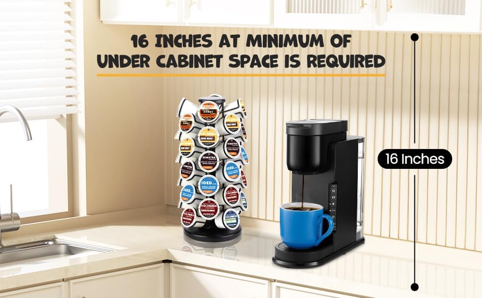 BLACKSMITH FAMILY 36 K Cup Pod Carousel Easy Assembly Design K Cup Holders,K Cup Holder, K Cups Holder,K Cup Carousel, 4-Tier Coffee Pods Holder Storage Organizer Stand,Glossy Black