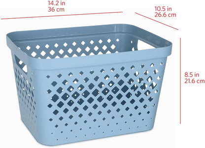 Glad Plastic Baskets for Organizing, Set of 6 | Pantry Storage for Under Counter, Linen Closet, and Bathroom | Nesting Shelf Bins with Handles, 1 Gallon, Grey