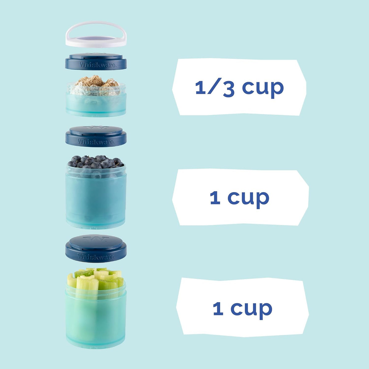 Whiskware Bluey Stackable Snack Containers for Babies, Toddlers, and Kids, 3 Stackable Snack Cups for School and Travel, Cupholder Friendly, Bluey and Bingo! Let’s Do This!