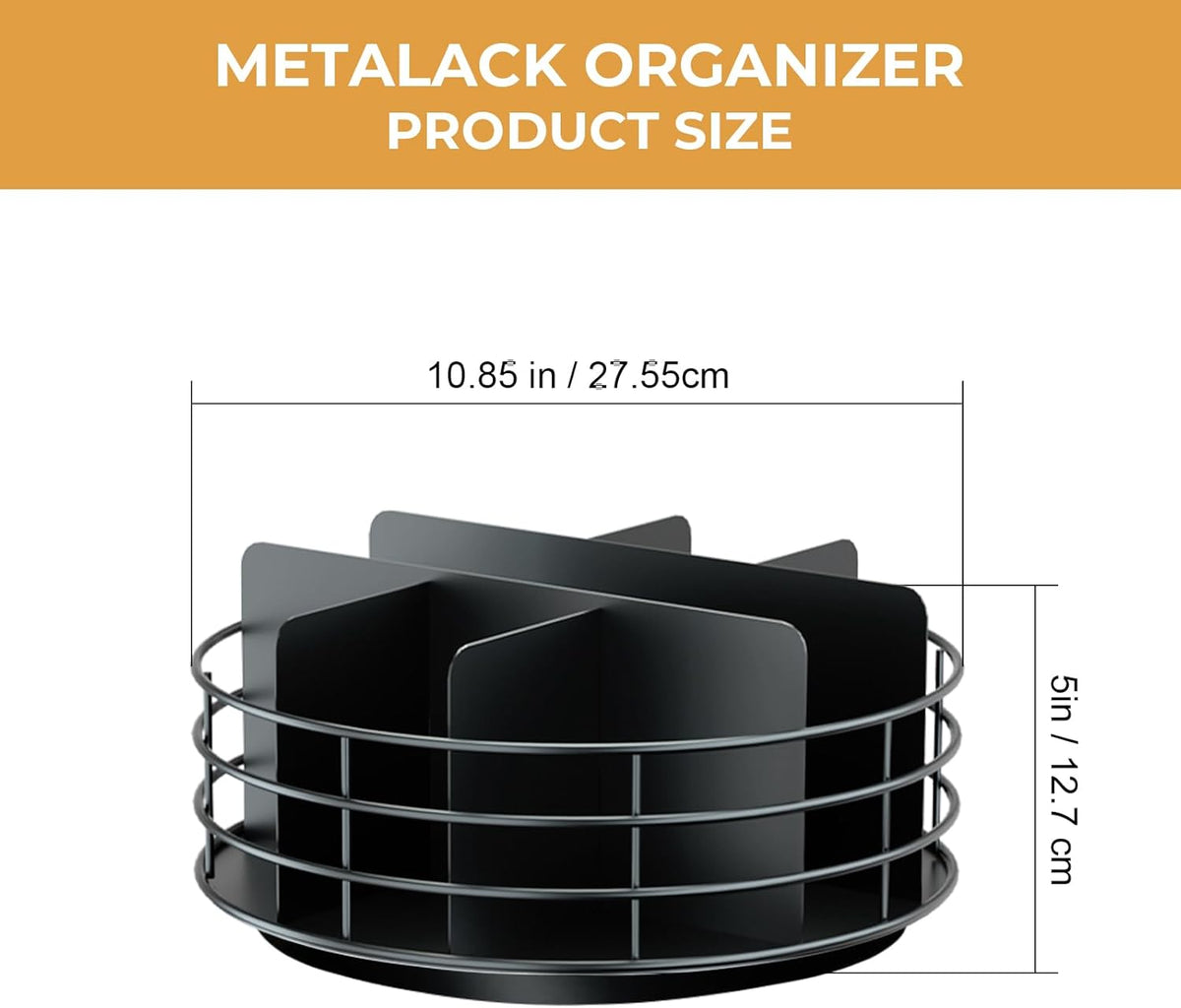 Snack Organizer - Versatile Snack Storage 2 Tier Lazy Susan with Convenient Grab-and-Go Design, Wood and Metal Snack Holder for Home, Office, Breakroom, 12.13" L x 12.13" W x 12.56" H