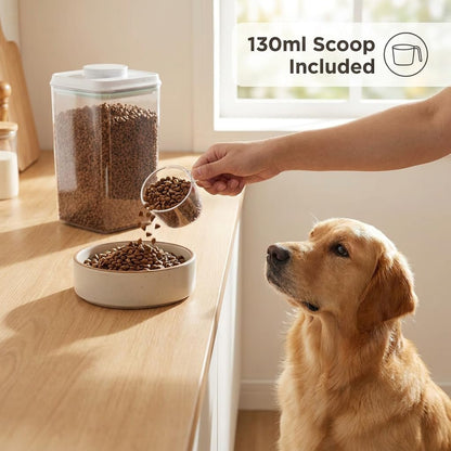 Dog-Cat Food Storage Container 45 lb/48 Qt, Large Stainless Steel Pet Food Bin with Airtight Lid & Scoop Included, Durable 304 Metal Storage for Dogs & Cats