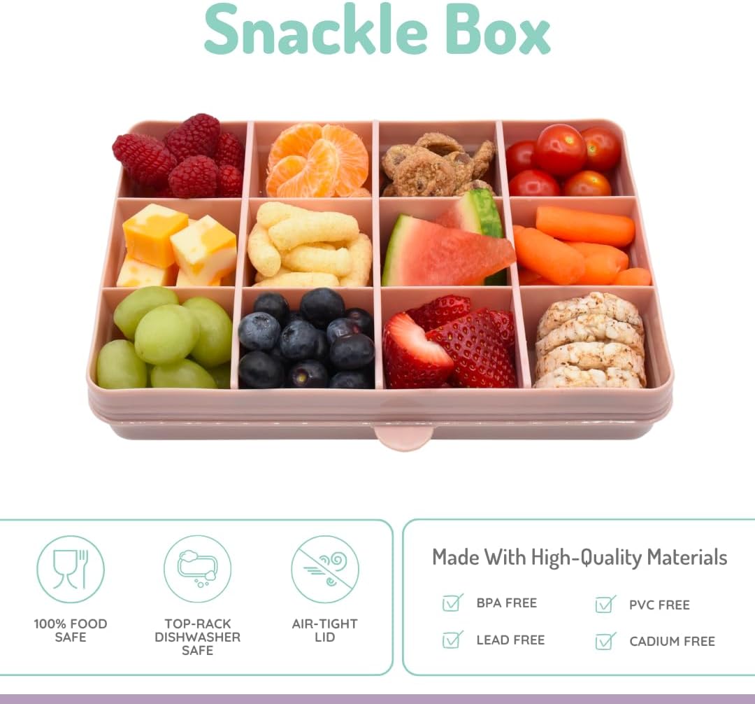 melii Snackle Box |12-Compartment Snack Container with Removable Dividers, BPA-Free Food Storage for Travel, School & On-the-Go Snacks, Kids & Family Organizer (Grey)