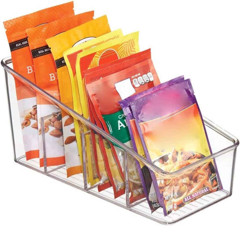 VALINK Large Plastic Food Packet Organizer Caddy Storage Station for Kitchen Pantry Cabinet Countertop Holds Spice Pouches New