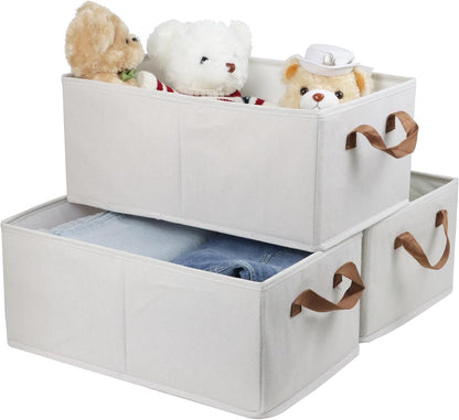 Fordonral Pack of 3 Large Capacity Storage Bins Closet Organizer System, Sturdy Foldable Storage Boxes for Organizing Clothing, Sheets, Toys, Books - Shelf Organizer Shelves Basket Storage Bin