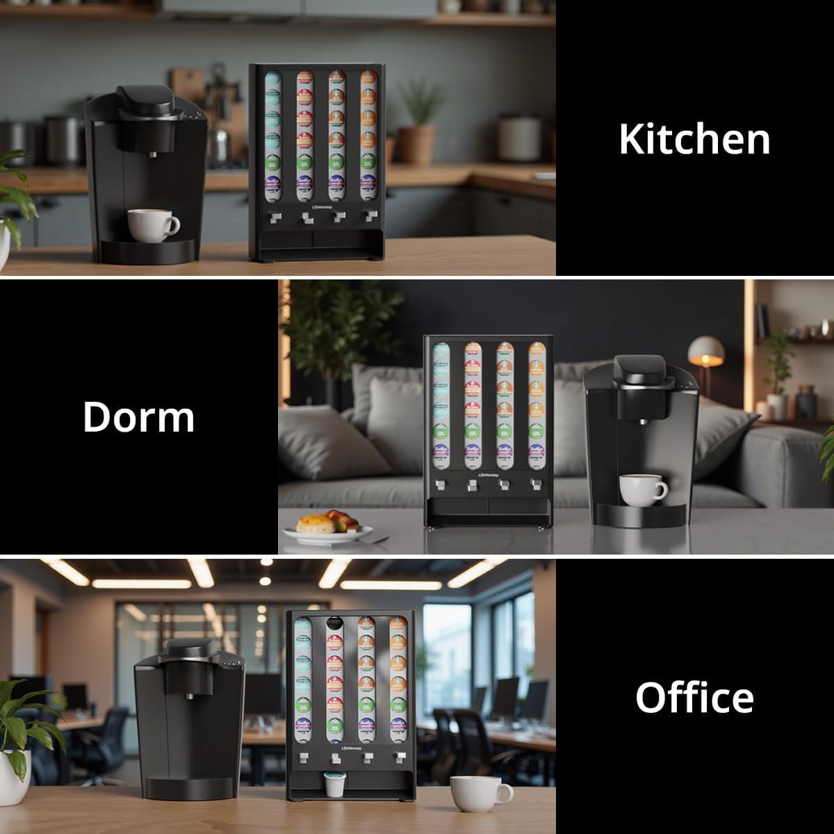 LifeMoreasy K Cup Holder Creative Coffee Pods Storage Stand Vending-Style K Pod Dispenser K Cup Organizer for 28 Pods