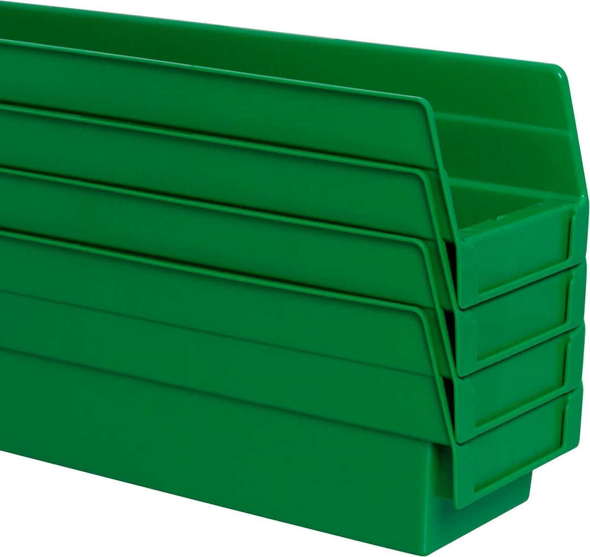 Akro-Mils 30124 Plastic Shelf Bins, Heavy Duty Storage Bins for Garage, Closet, and Drawer Organization, 24-Inch x 4-Inch x 4-Inch, Clear, 12-Pack