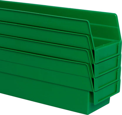 Akro-Mils 30124 Plastic Shelf Bins, Heavy Duty Storage Bins for Garage, Closet, and Drawer Organization, 24-Inch x 4-Inch x 4-Inch, Clear, 12-Pack