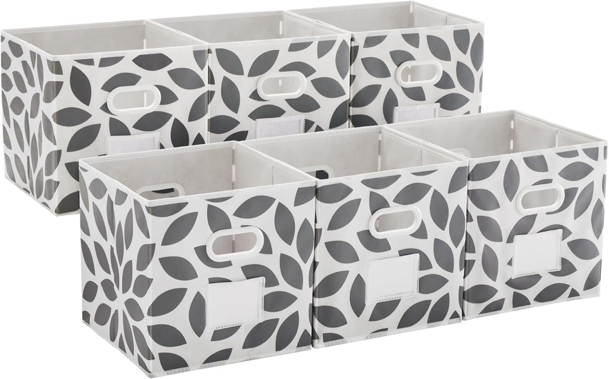 MAX Houser Fabric Storage Bins Cubes Baskets Containers with Dual Plastic Handles for Home Closet Bedroom Drawers Organizers, Flodable, Blue, Set of 4
