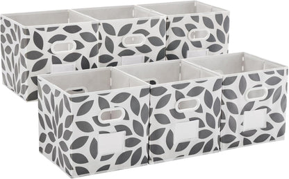 MAX Houser Fabric Storage Bins Cubes Baskets Containers with Dual Plastic Handles for Home Closet Bedroom Drawers Organizers, Flodable, Blue, Set of 4