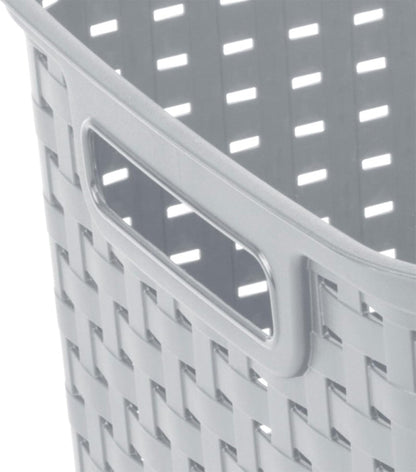 Sterilite Tall Weave Basket, Woven Plastic Storage Baskets for Organization, Cement Gray - Organizing Bin Containers with Handles for Bedroom, Bathroom, Dorm, Laundry Room, and Closet