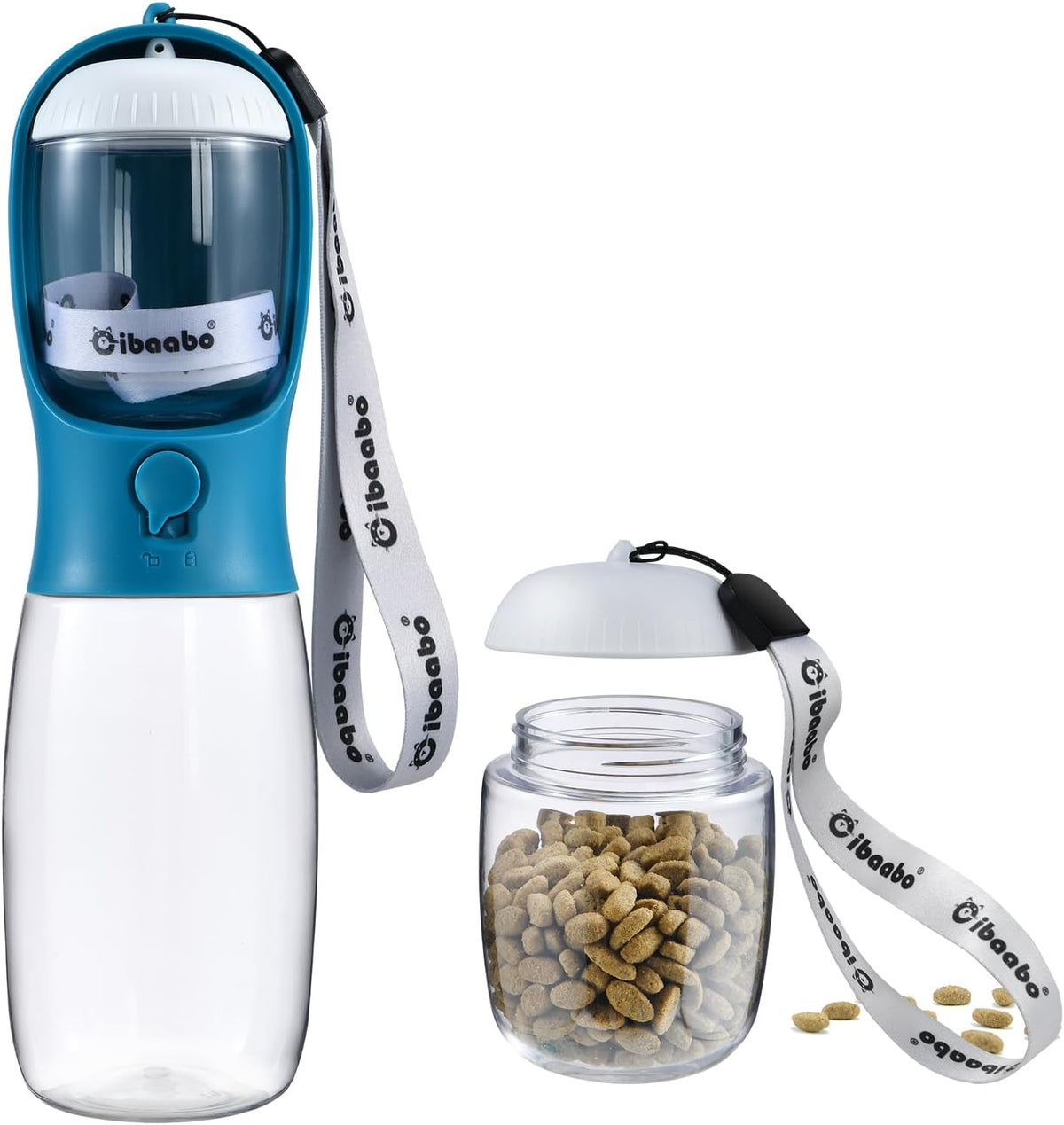 Cibaabo Dog Water Bottle with Food Container, Travel Puppy Water Bowl, Portable Pet Dispenser, Girl Dog Mom Gifts Accessories Stuff Essentials Necessities for Yorkie Chihuahua Cat Walking and Hiking