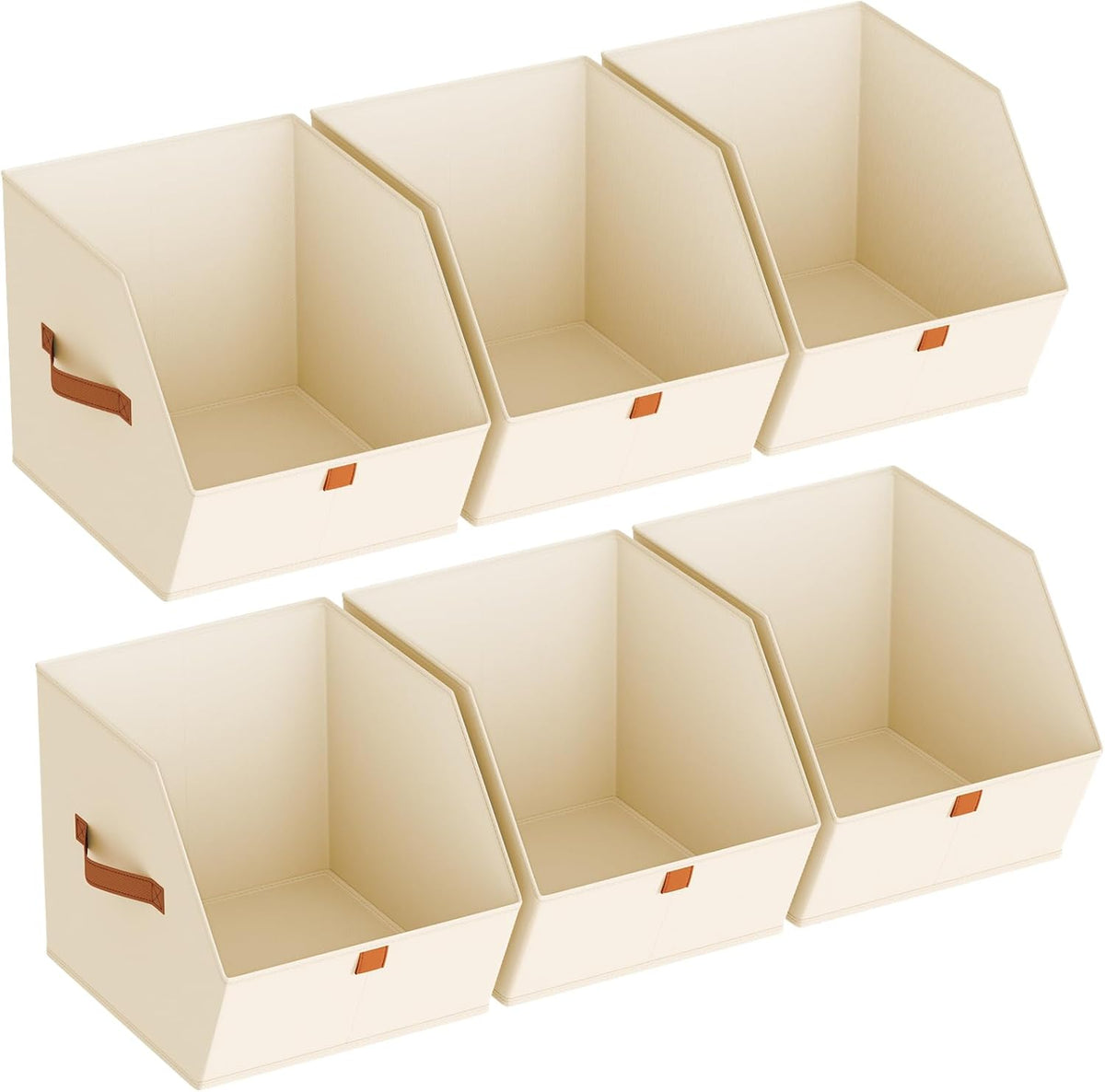Homsorout Fabric Closet Storage Cubes - Square Storage Bins with Dual Handles for Clothes, Towels, Toys, Cube Storage Organizers for Bedroom, Nursery, Shelves, Closet, Small Spaces, Beige