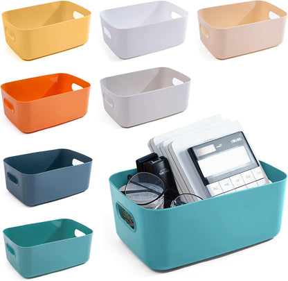 OWill 7-Pack Plastic Storage B-ins 4.2L, Small Organizer Bins for Classroom Kitchen Pantry Bathroom, Clear Storage Baskets for Shelves, Durable Containers for Bath Toy Storage & Home Organization