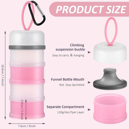 Baderke 2 Pcs Protein Powder Container with Funnels Stand, 4 Stackable Leakproof Protein Powder Dispenser, Portable Keychain Powder Container for Workout, Fitness, Travel(Gray, White)