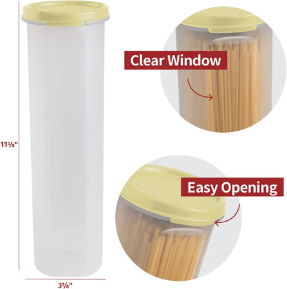 Tall Clear Spaghetti Pasta Container Storage With Lid.Multi-Purpose Kitchen Pantry Organization And Food Storage For Noodles Beans Straws - Airtight Leakproof Spaghetti Keeper BPA Free 37 oz.