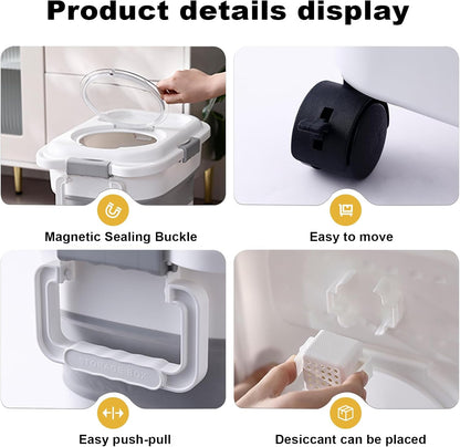 SEWIU Dog Food Storage Container Up to 2pack*20LB,Collapsible Dog Food Container with Travel Silicone Bowl and Scoop for Dog/Cat/Bird Food/Cat litter,Keep Dry Food Fresh,Easy to Move.