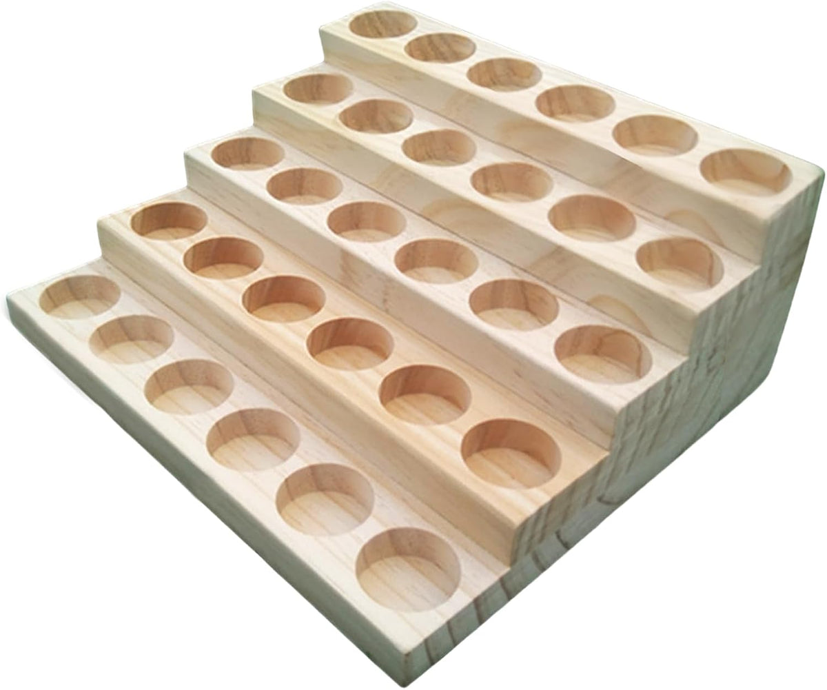 Essential Oil Display Stand 4 Tier Essential Oil Holder Solid Wood Essential Oil Rack for 24 Bottles Tabletop Display Holder Bottle Organizer for 5-20ml Bottles Display for Essential Oils