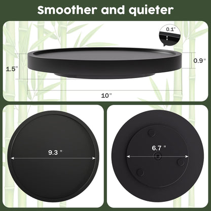 Lazy Susan Organizer, 10 Inch Non-Skid Bamboo Turntable Organizer for Salt Pepper Olive Oil and Spices Next to Stove, Wooden Lazy Susan for Table or Kitchen Countertop Organizer