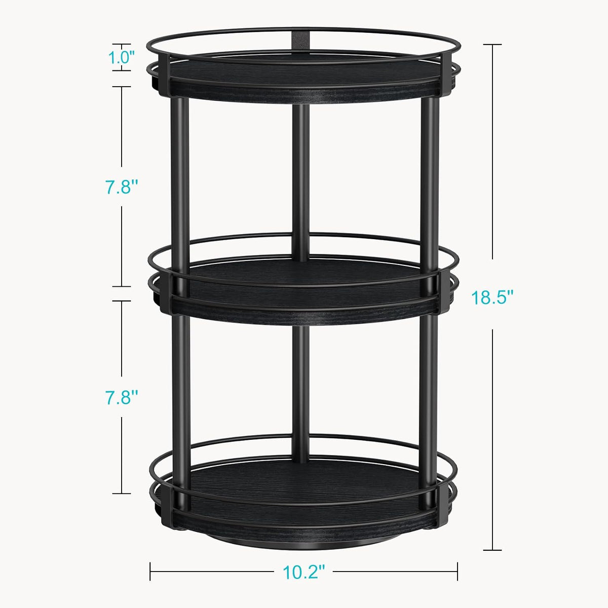 Snughome Rotating Spice Rack, 2 Tier Lazy Susan Organizer, Wood Kitchen Countertop Organizer, Brown Lazy Susan Turntable for Cabinet, 10.2" x 10.2" x 10.4"