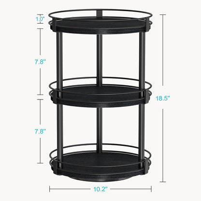 Snughome Rotating Spice Rack, 2 Tier Lazy Susan Organizer, Wood Kitchen Countertop Organizer, Brown Lazy Susan Turntable for Cabinet, 10.2" x 10.2" x 10.4"
