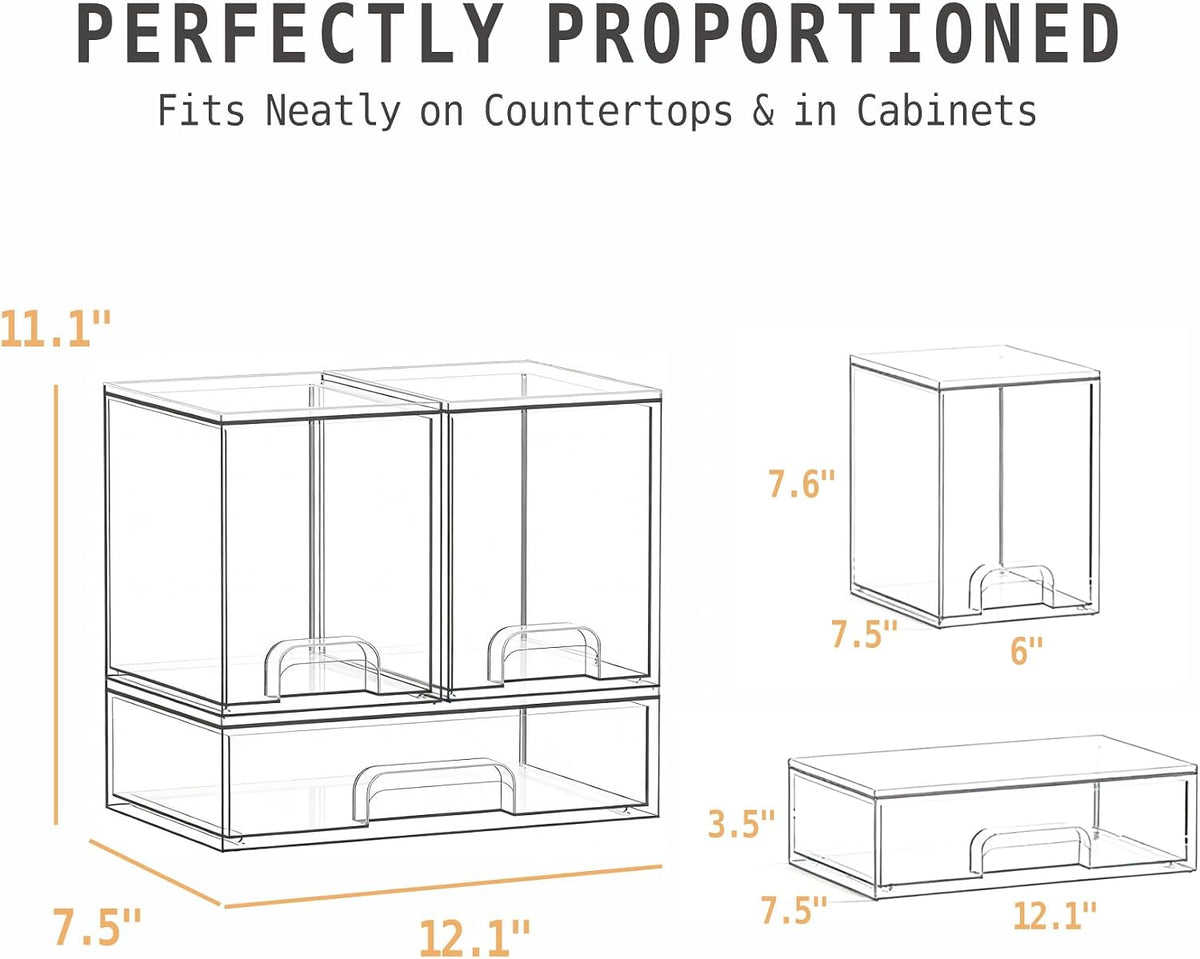 Baby Bottle Organizer, Large Capacity Stackable Acrylic Storage with Non-Slip Pads, for Baby Bottles, Pump Parts, Kitchen Countertop, Pantry, Vanity