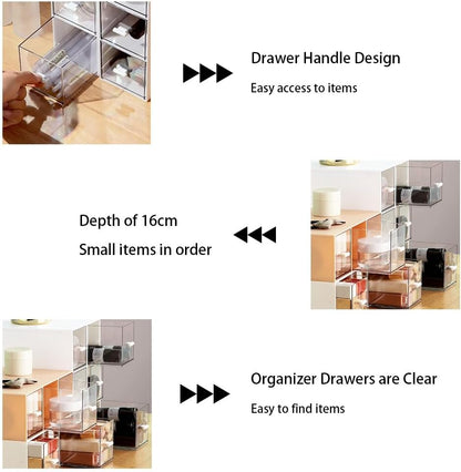 Plastic Tea Bag Organizer with 3 Drawers, Desk Drawer Organizer, Stackable Storage Drawers, White Tea Box, Makeup Organizer, Clear Tea Bag Storage, Coffee Storage for Tea Bags, Sugar Packets, Cosmetic