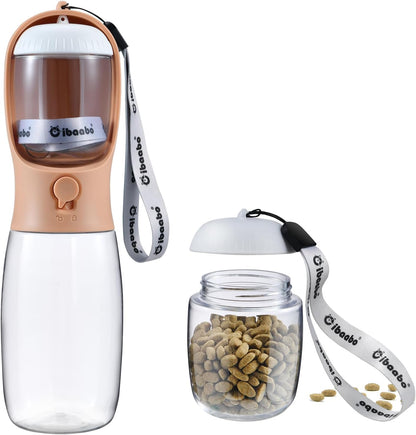 Cibaabo Dog Water Bottle with Food Container, Travel Puppy Water Bowl, Portable Pet Dispenser, Girl Dog Mom Gifts Accessories Stuff Essentials Necessities for Yorkie Chihuahua Cat Walking and Hiking
