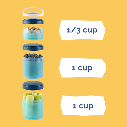 Whiskware Bluey Stackable Snack Containers for Babies, Toddlers, and Kids, 3 Stackable Snack Cups for School and Travel, Cupholder Friendly, Bluey and Bingo! Let’s Do This!