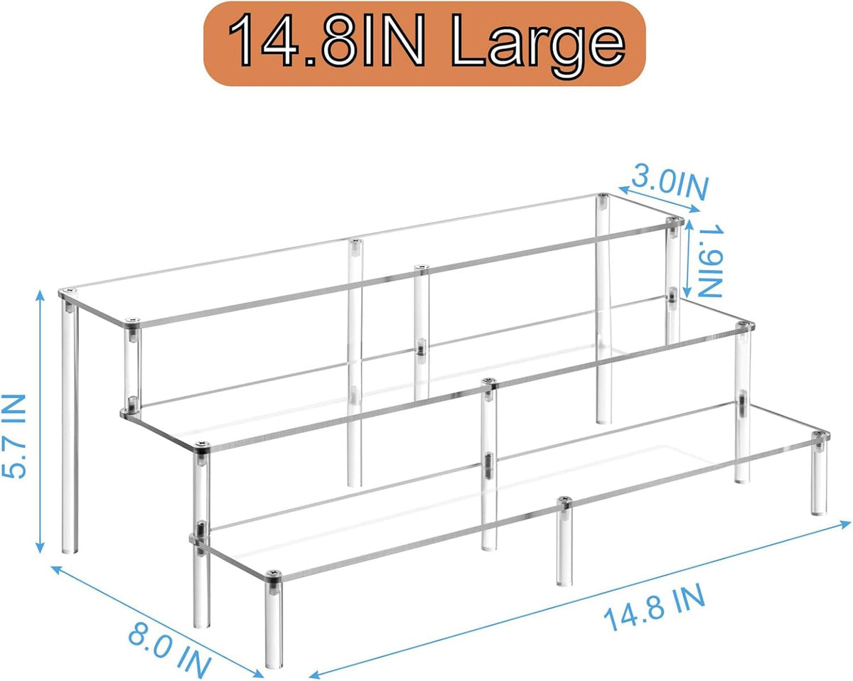 HENABLE 4 Tier Acrylic Perfume Organizer Stand, Clear Display Risers for Perfume, Cologne, Cosmetic, Skincare, Funko POP, Dessert Display, Cupcake Stand Holder