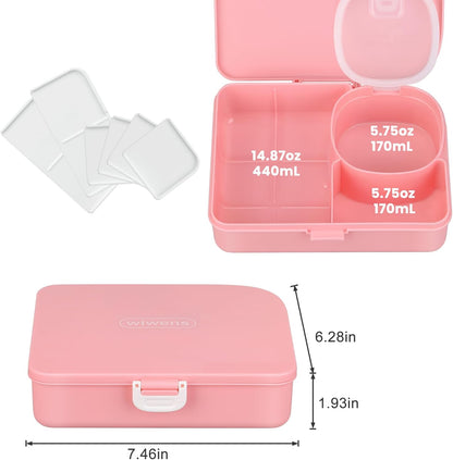 wiwens Snack Box Containers for Kids Adults 2PCS Reusable Snackle Boxes with Adjustable Dividers Airtight Snack Organizers with Compartents Toddler Bento Lunch Box LeakProof for Office,School,Outdoor
