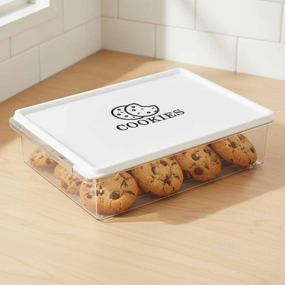 2 Pack Cookie Storage Container Airtight,BPA-Free Cookie Carrier,Stackable Plastic Cookies Jar,Cookies Holder Box Drawer Keeper for Baked Biscuits,Seafood,Vegetables,Desserts, Snacks,Dumplings