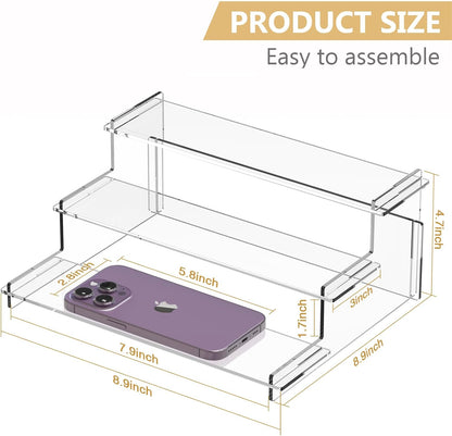 Acrylic Risers Display Stand, 3 Tier Cupcake Holder, Clear Perfume Organizer Stand, Display Shelf for Figures and Collection, Dessert Shelves for Party, Display Risers for Decoration and Organizer