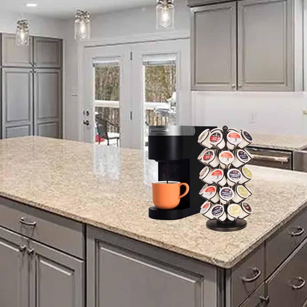 BLACKSMITH FAMILY 36 K Cup Pod Carousel Easy Assembly Design K Cup Holders,K Cup Holder, K Cups Holder,K Cup Carousel, 4-Tier Coffee Pods Holder Storage Organizer Stand,Glossy Black