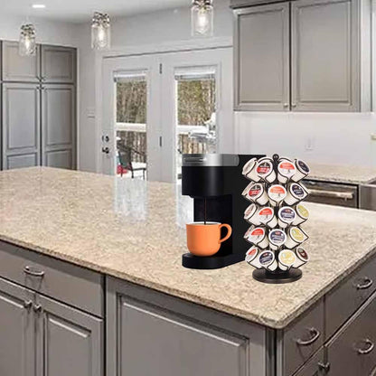 BLACKSMITH FAMILY 36 K Cup Pod Carousel Easy Assembly Design K Cup Holders,K Cup Holder, K Cups Holder,K Cup Carousel, 4-Tier Coffee Pods Holder Storage Organizer Stand,Glossy Black