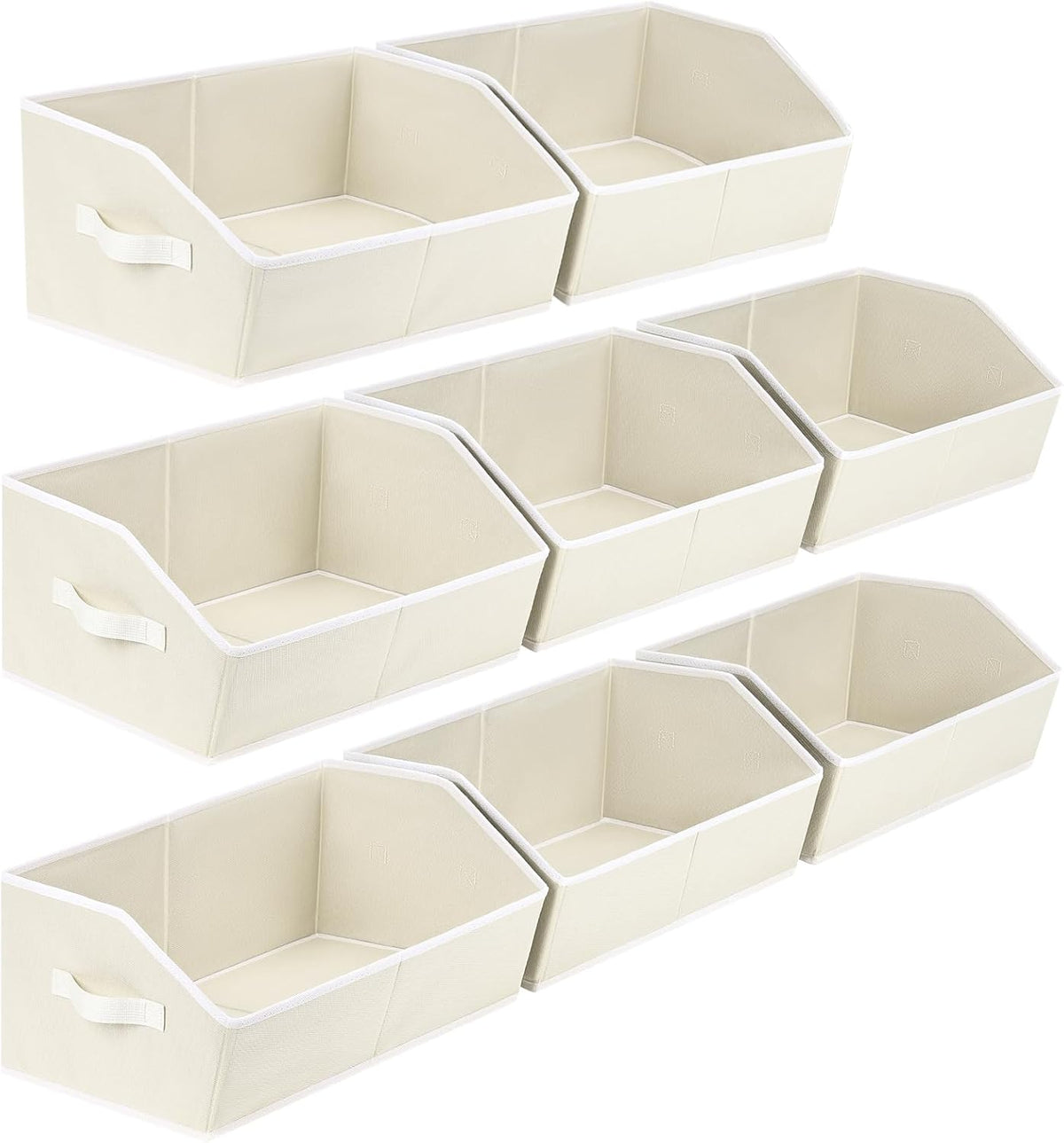 Homsorout Closet Organizers Bins 6 Packs - Large Closet Shelf Organizer with Handles, Fabric Trapezoid Storage Bins, Collapsible Storage Cubes for Clothes, Towels, Light Gray