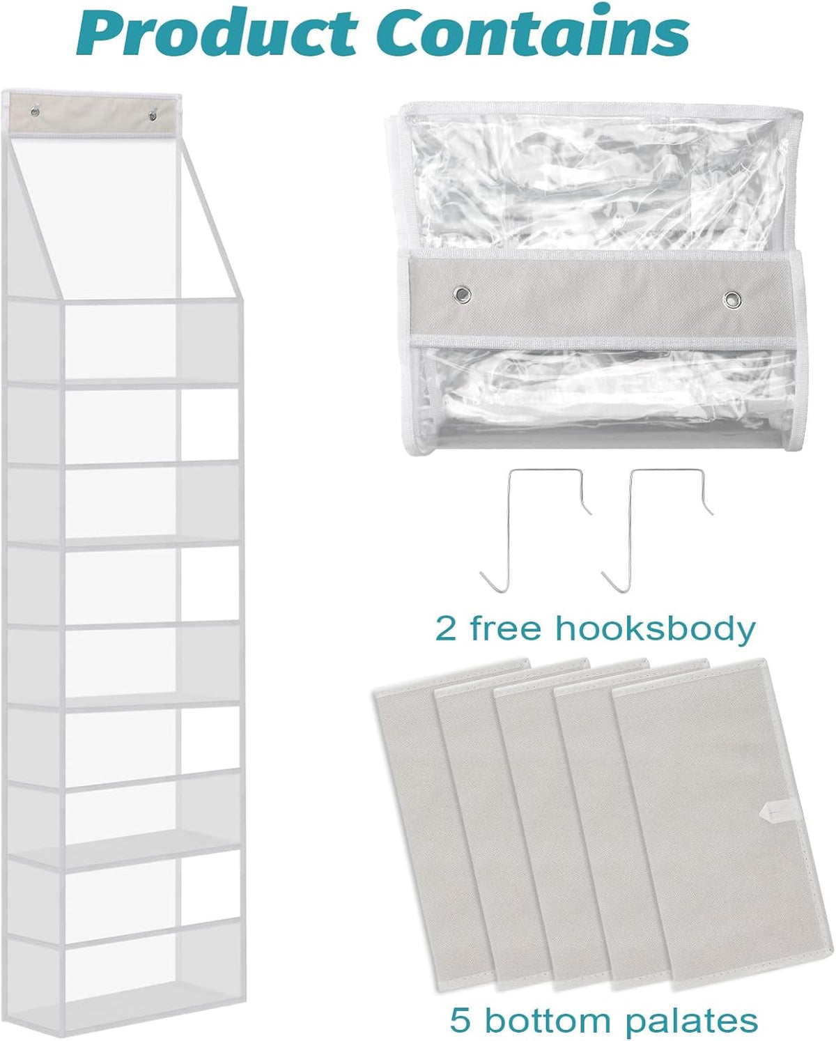 5-Shelf Over The Door Pantry Organizer with Clear Pockets, Heavy Duty Hanging Storage for Closet, Bedroom, Bathroom, and Nursery (Black, Holds up to 28 lbs)