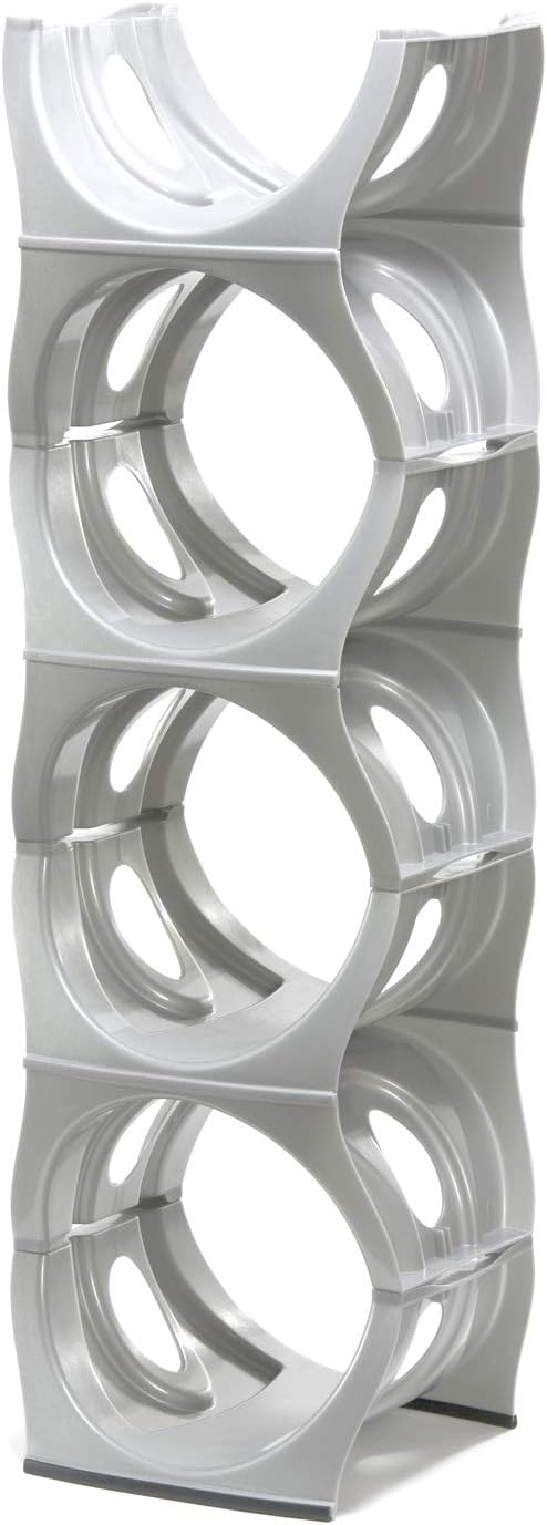 Bariboo Stackable Water Bottle Storage Rack Best Water Jugs 5 Gallon Organizer. Jug Holder for Kitchen, Cabinet and Office Organizing. Reinforced Polypropylene (Silver, 4 No Shelf)