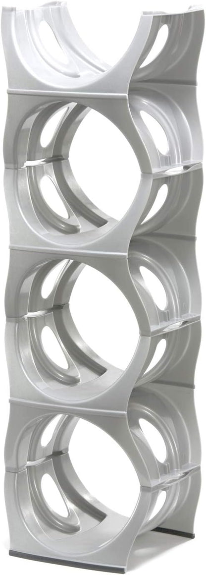 Bariboo Stackable Water Bottle Storage Rack Best Water Jugs 5 Gallon Organizer. Jug Holder for Kitchen, Cabinet and Office Organizing. Reinforced Polypropylene (Silver, 4 No Shelf)