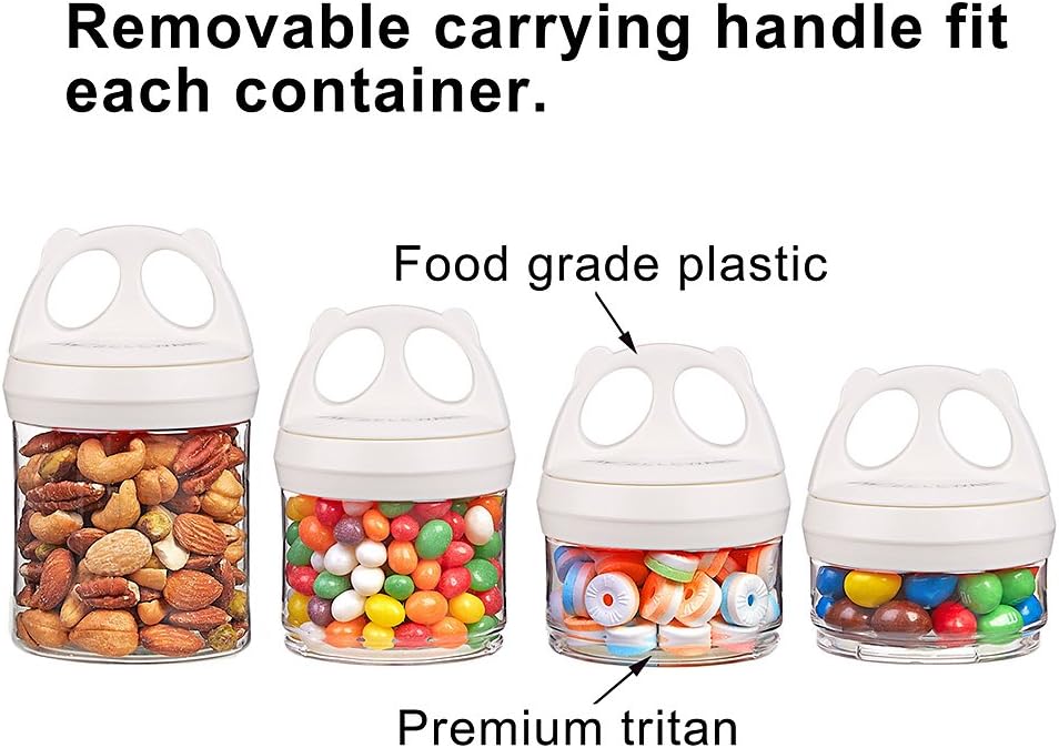 SELEWARE Portable Stackable Food Storage Containers for Snacks Formula Powder and Drinks Twist Lock System Airtight Leak-proof BPA and Phthalate Free 4 Piece Jars 31oz Blue
