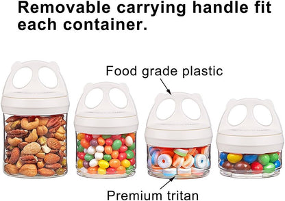 SELEWARE Portable Stackable Food Storage Containers for Snacks Formula Powder and Drinks Twist Lock System Airtight Leak-proof BPA and Phthalate Free 4 Piece Jars 31oz Blue