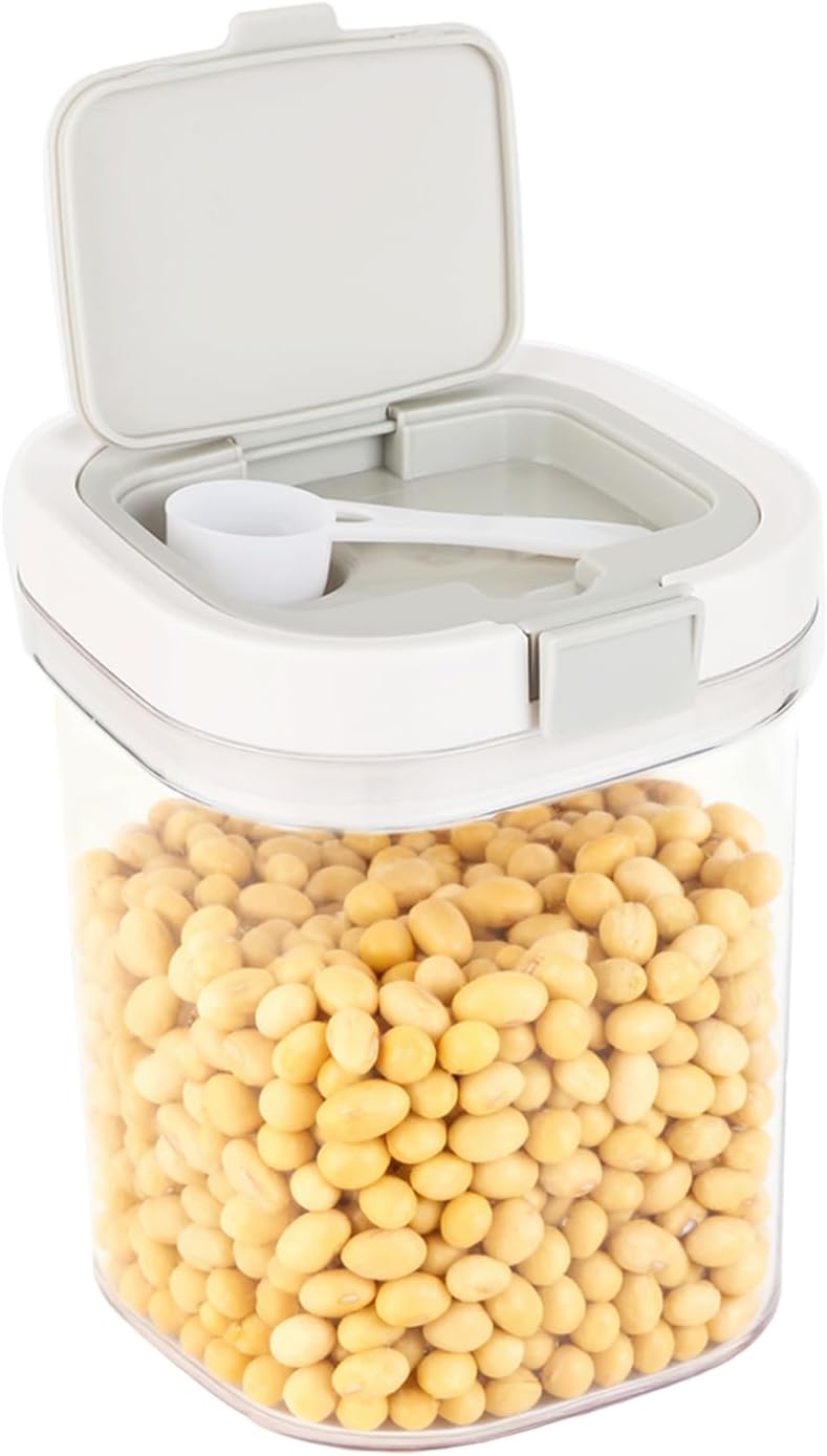 Airtight Food Storage Container, 44oz Moisture-Proof Canister with Measuring Spoon for Coffee, Protein Powder, Sugar, Flour, Cereal, Kitchen & Pantry Organization (1300ML)