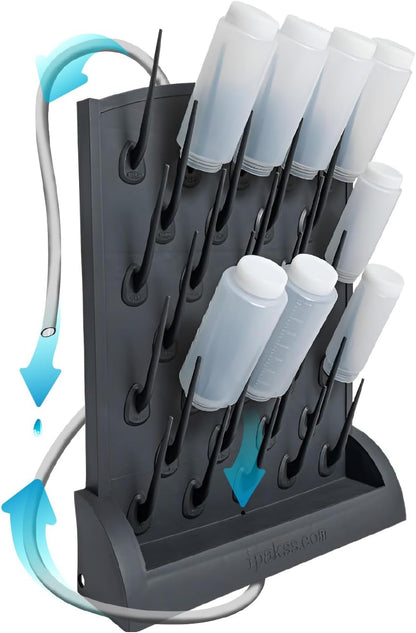 Bottle Drying Rack Kitchen Organizer, Wall Mounted Commercial Dryer for Squeeze Sauce Bottles Glassware, Lab Drying Racks, Test Tube Holder, Sink Drain Rack (32 Pegs)