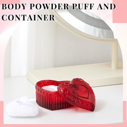 Tioncy 3 Pcs Large Body Powder Puff and Container Valentine's Day gift Powder Container with Puff Crystal Case Soft Washable Reusable Velour Face Body Glitter Wet Dry Makeup (Classic,Clear)