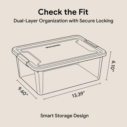 MACOPRO 17 QT Plastic Storage Box with Removable Tray, Bins with Lids, Clear Storage Container for Craft Supplies, Beads, Tools, Sewing, and Playdoh Organization (White, -17QT)