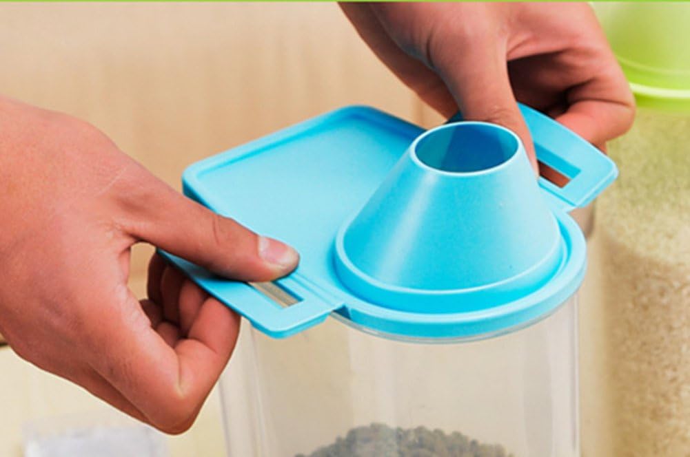 Pet Food Storage Container with Measuring Cup, Pour Spout and Seal Buckles Food Dispenser for Dogs Cats (Purple)